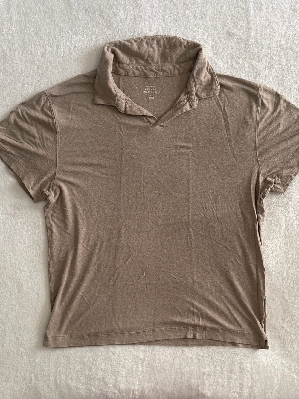 Ambercrombie & Fitch Polo Shirt Mens XL
Summer Linen Blend Sand Brown Stretch